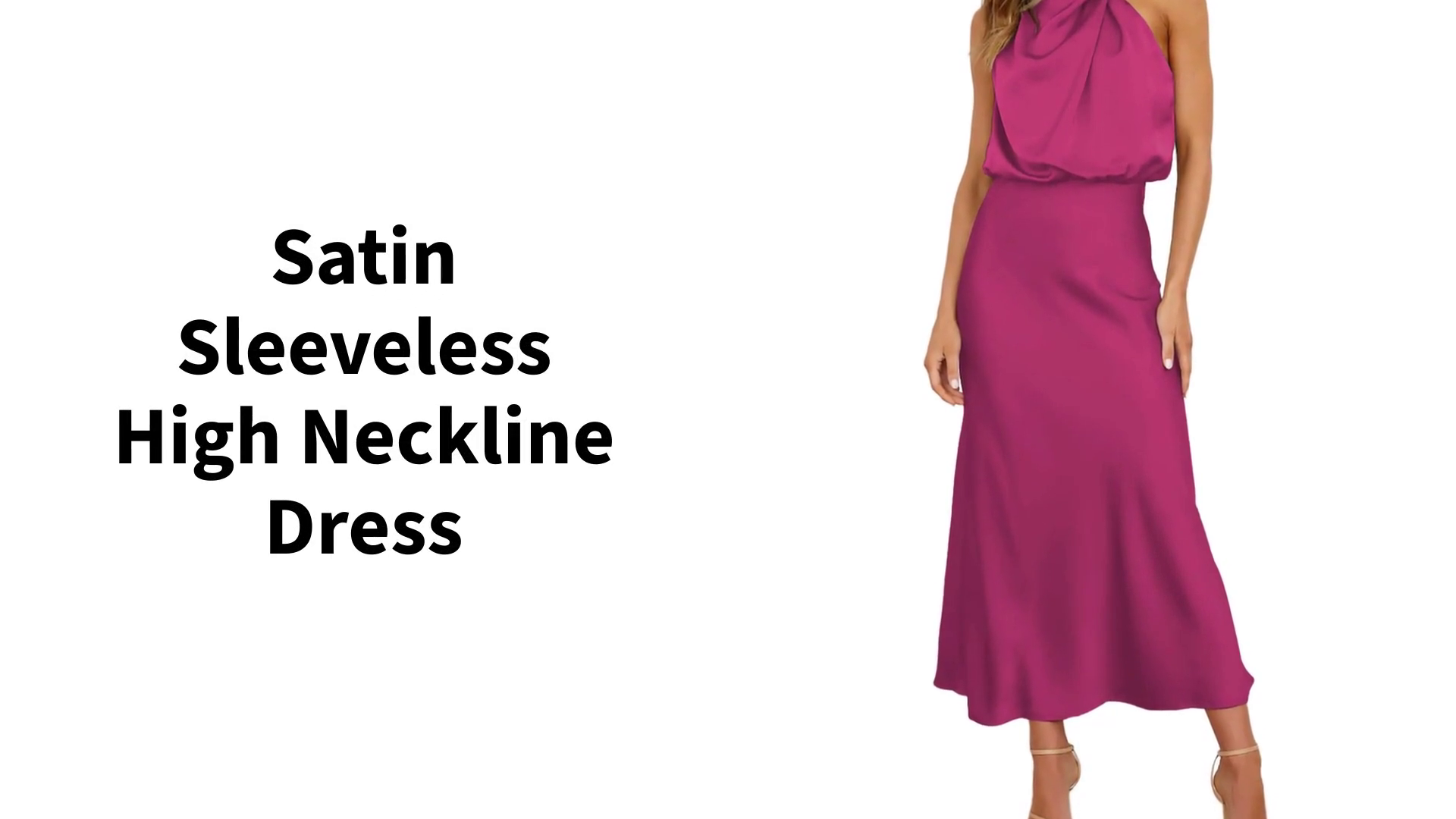 Satin Sleeveless High Neckline Dress by@Outfy