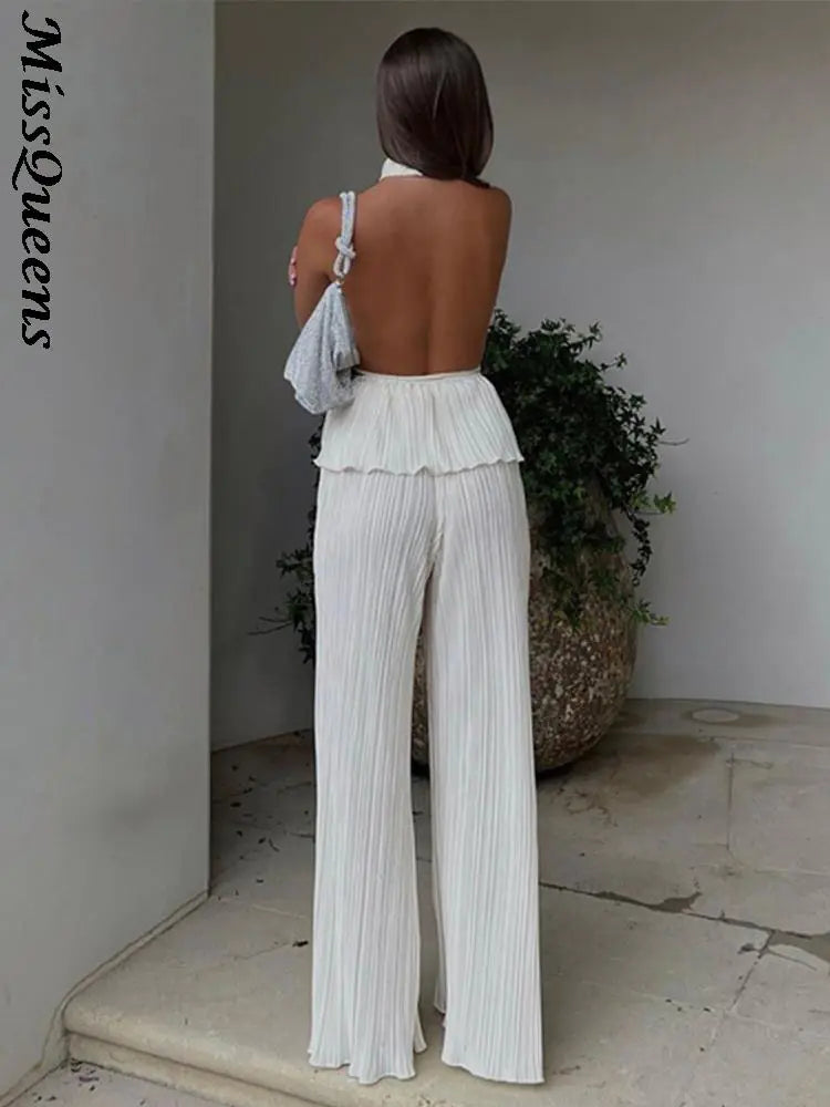 Backless Wide Leg Jumpsuit