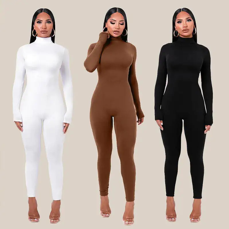 Turtle-neck Long Sleeve Jumpsuit