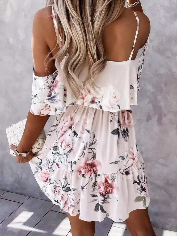 Floral Print Off Shoulder Dress