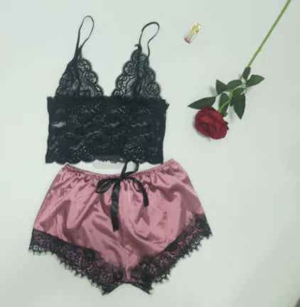 Lace Satin 2-piece Sleepwear Set