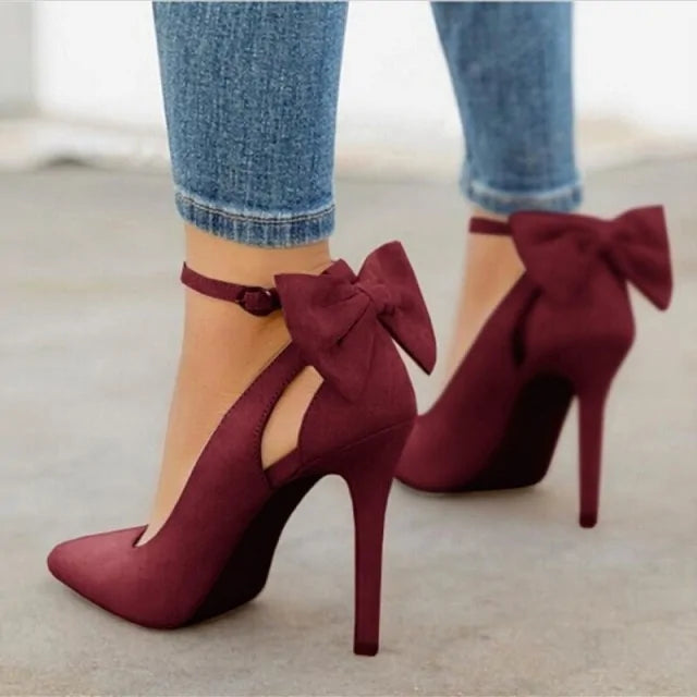 Bow Buckle High Heel Shoes