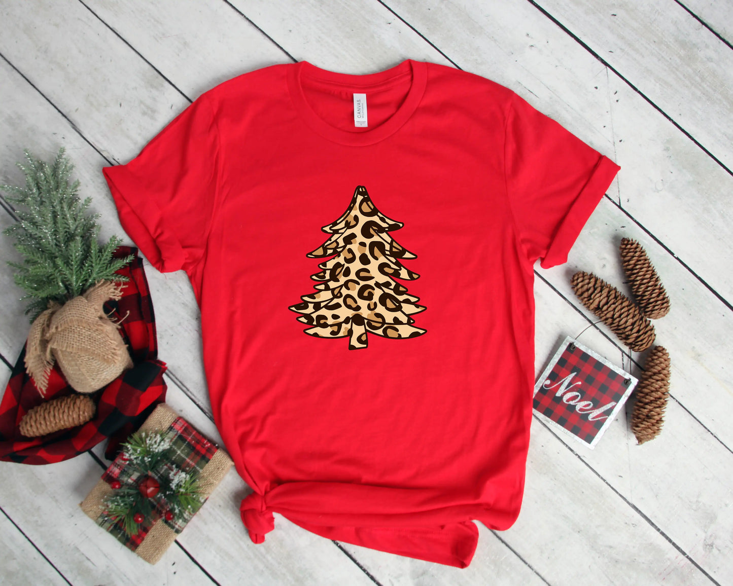 Leopard Print Christmas Tree T-shirt