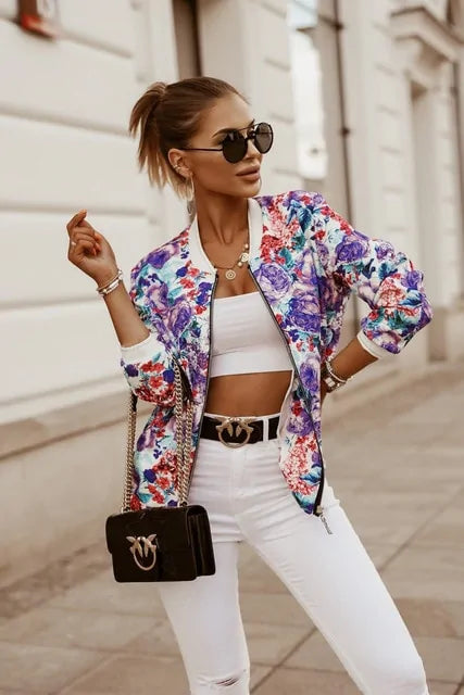 Floral Print Long Sleeve Jacket