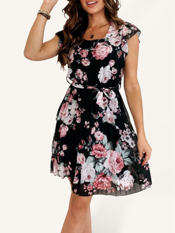 Women's Floral Pleated Dress - Arabella's Couture 